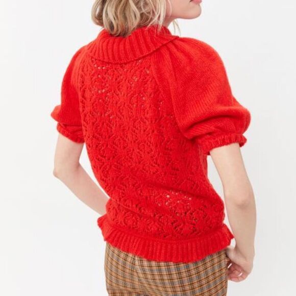 For Love & Lemons Francois Pointelle Puff Sleeve Sweater - Picture 11 of 11